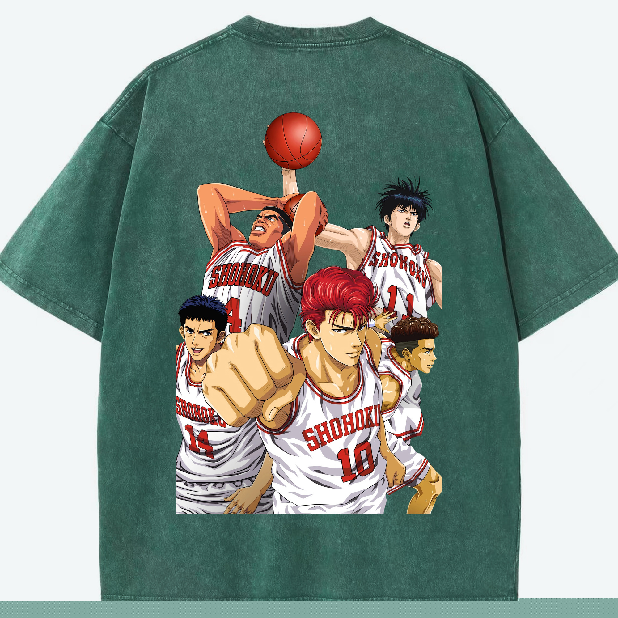 SLAM DUNK／スラムダンク 綿100% ヴィンテージ風 半袖Tシャツ（背面プリント）